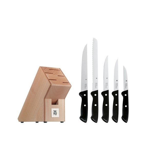 Wmf CLASSIC LINE Zestaw 5 Noży Kuchennych + Drewniany Blok na Noże