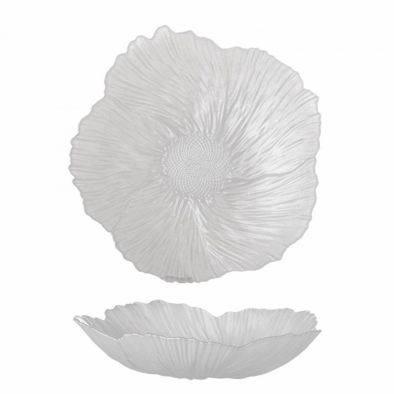 Bloomingville IANI Szklana Misa Dekoracyjna - Liść / Biała