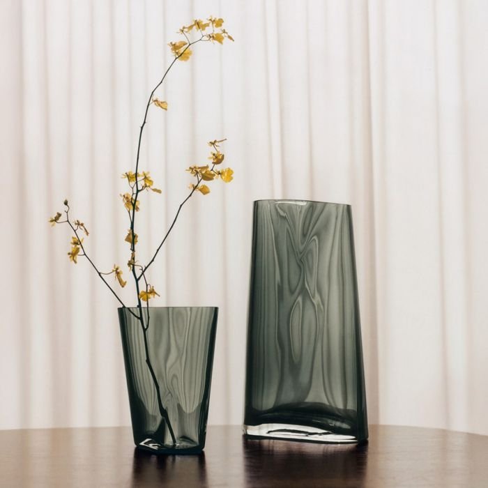 Georg Jensen Lituus wazon ze szkła dymionego 31,8 cm