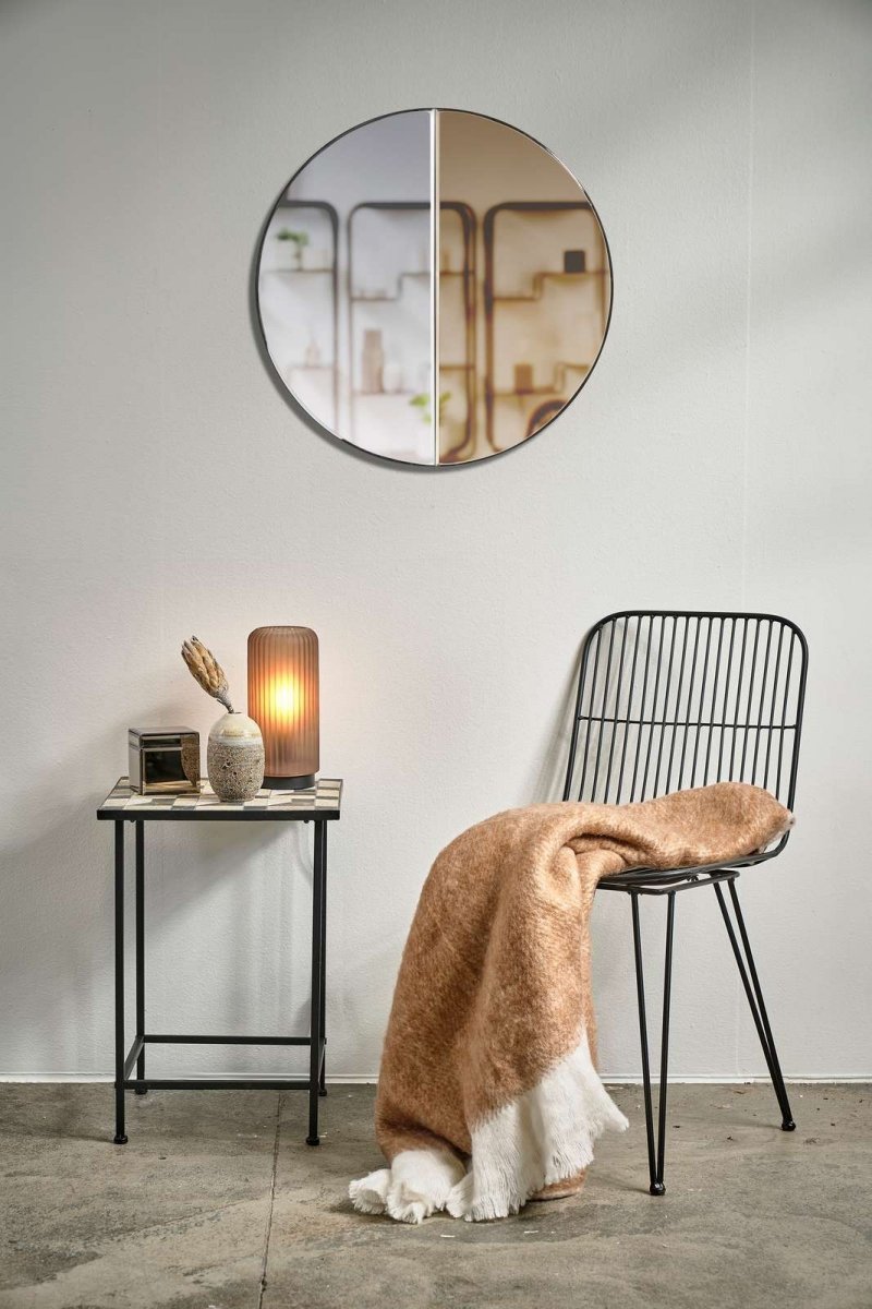 Villa Collection MIRROR Lustro Okrągłe z Dwukolorową Taflą 60 cm - Brązowe