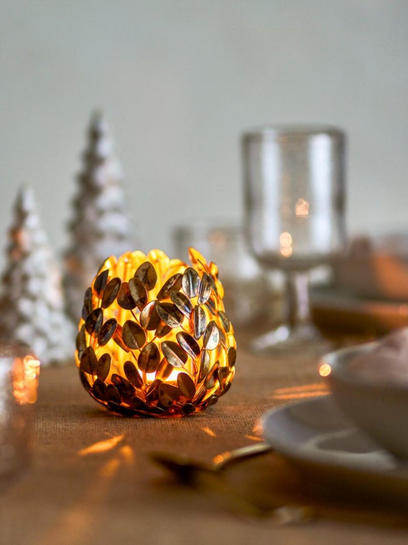 Bloomingville CHERINA Metalowy Świecznik Tealight / Odcień Mosiądzu