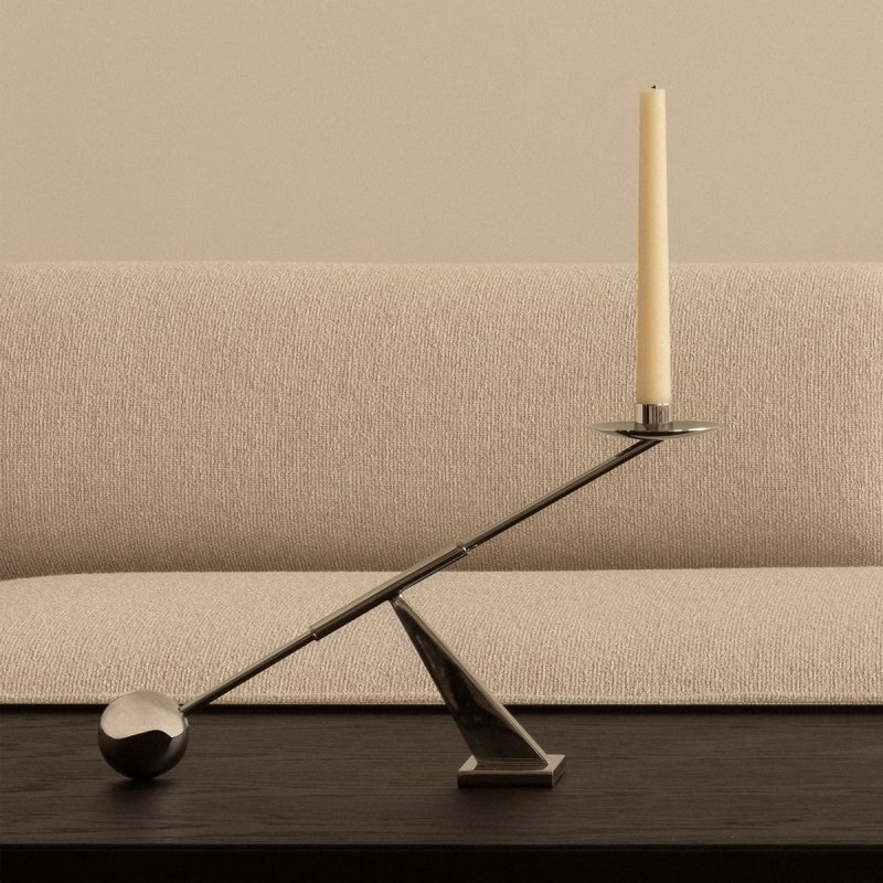 Audo INTERCONNECT Świecznik Stołowy 25,5 cm / Srebrny Błyszczący