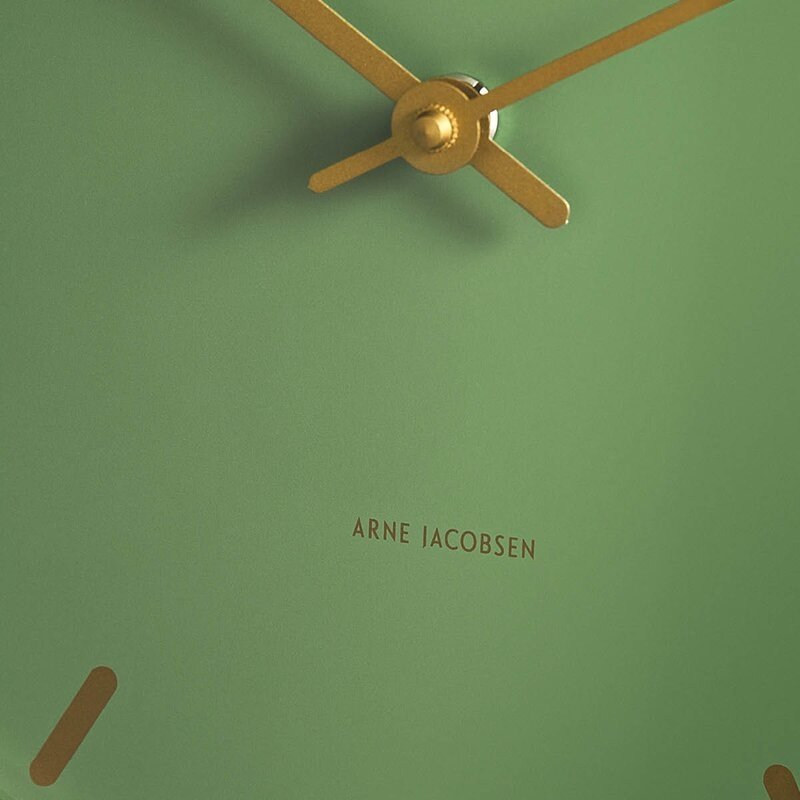 nowoczesny zegar ścienny zielona tarcza złote detale