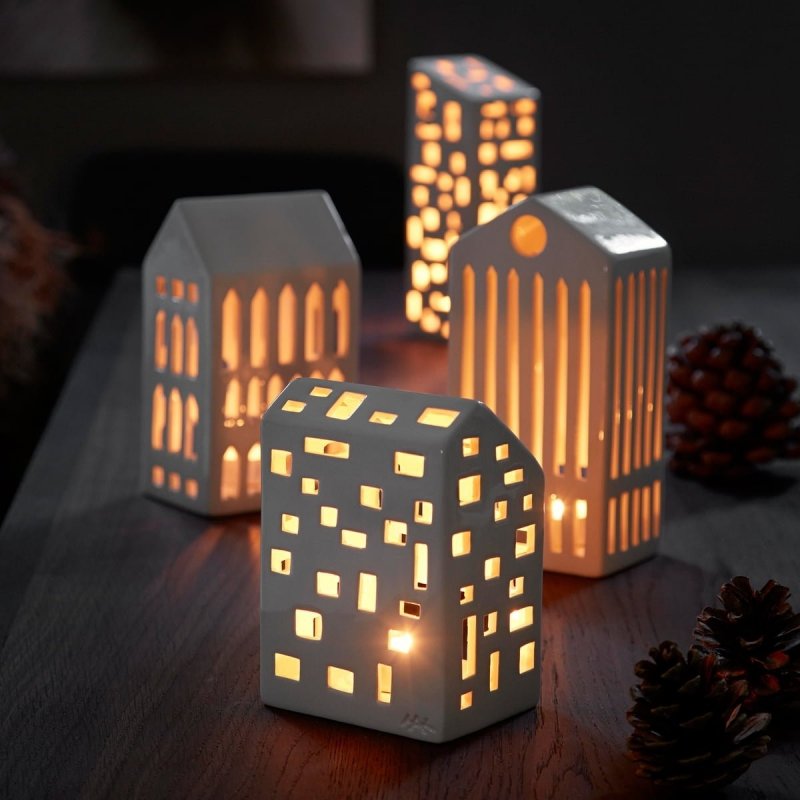 Kähler URBANIA Świecznik Tealight - Domek Biały - Little Tower