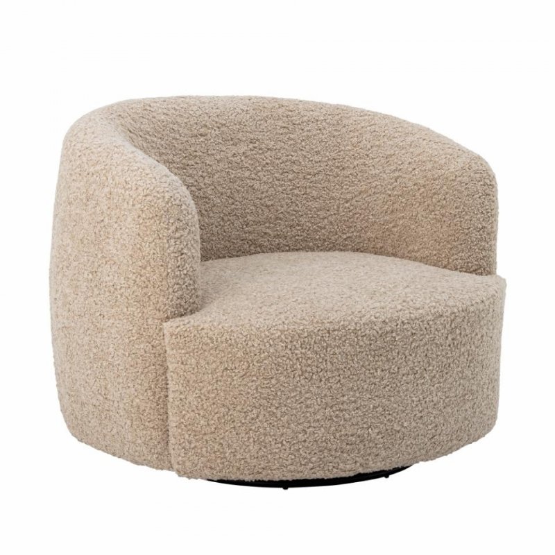 Bloomingville BOCCA Fotel Tapicerowany - Obrotowy / Beżowy Boucle
