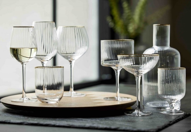 Lyngby Glass PALERMO Kieliszki do Białego Wina 300 ml 4 Szt. / Złote