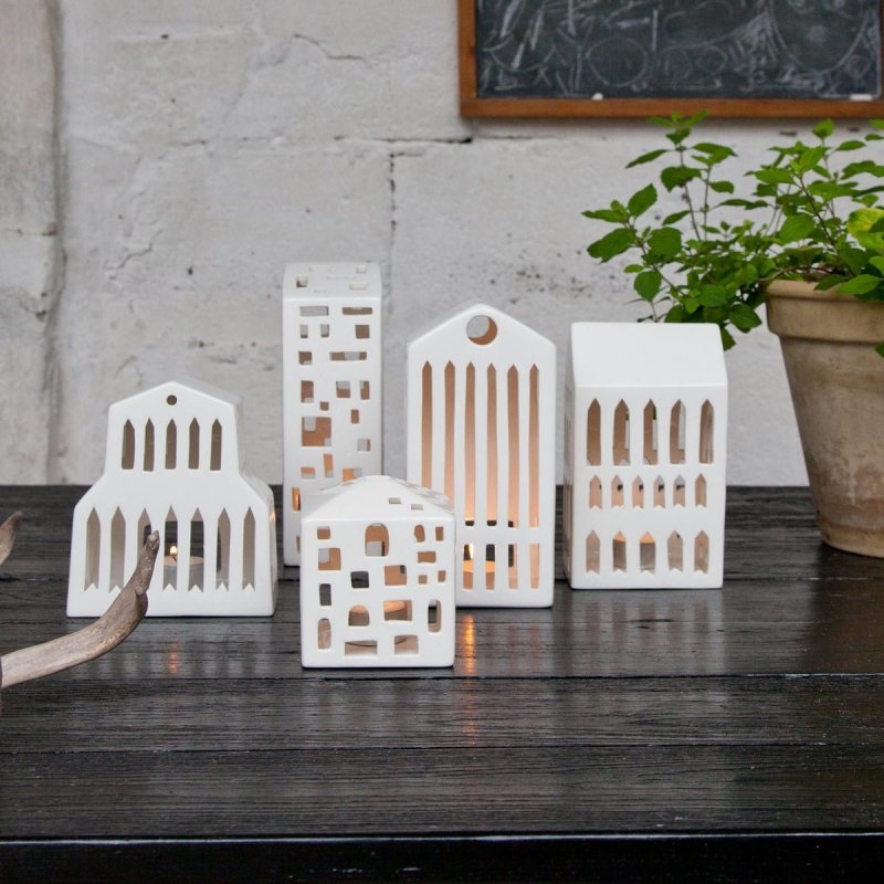 Kähler URBANIA Świecznik Tealight - Domek Biały - Pantheon