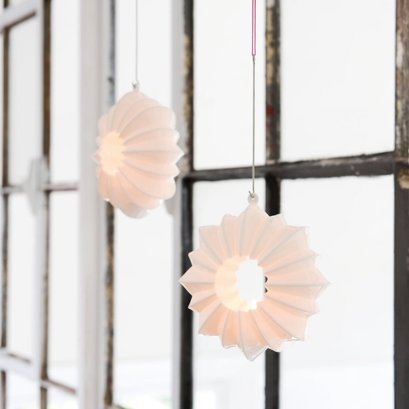 Kähler STELLA Wiszący Świąteczny Świecznik Tealight - Gwiazda - Biały