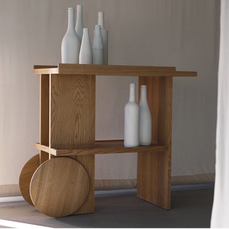 Kristina dam studio AXIS Stolik Pomocniczy - Wózek Barowy / Dąb Lakierowany