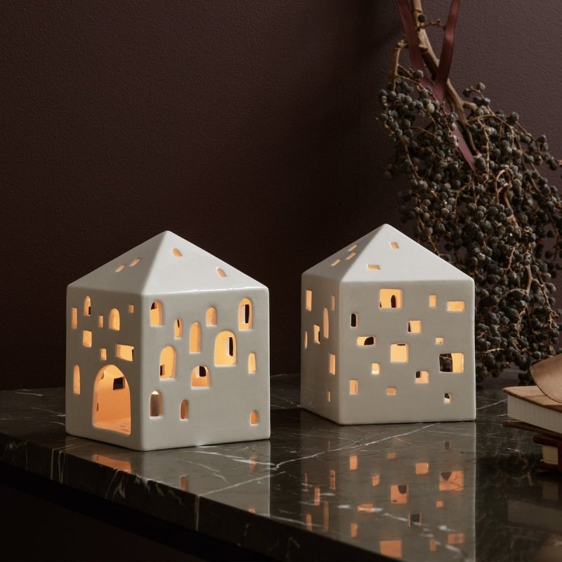 Kähler URBANIA Świecznik Tealight - Domek Biały - High Building