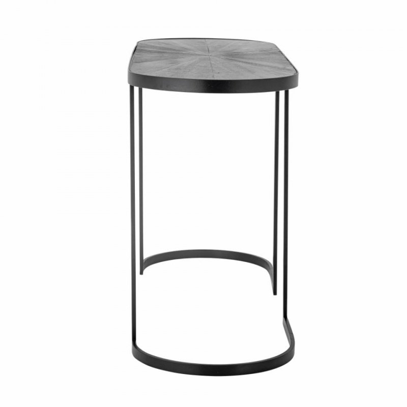 Bloomingville CARTER Konsola Owalna 110 cm  Drewniany Blat / Czarna
