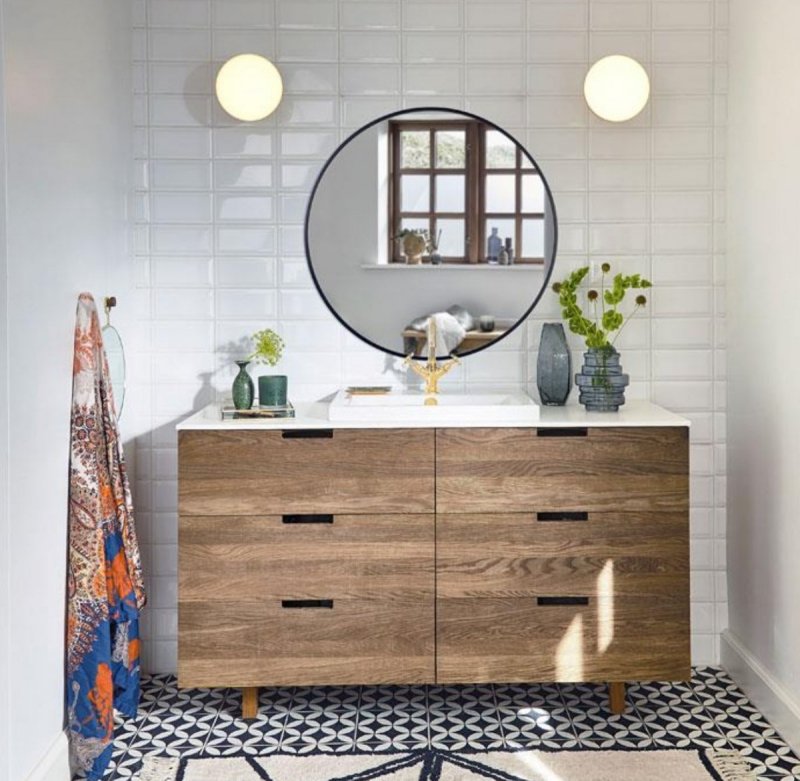 Villa Collection MIRROR Lustro Ścienne Okrągłe 100 cm Czarne