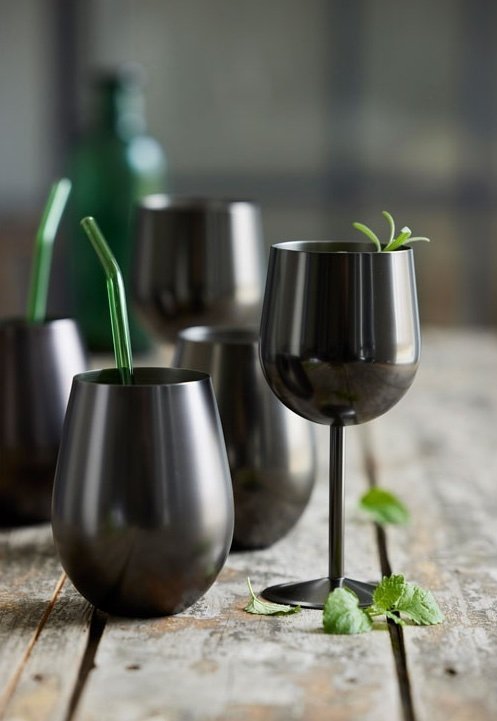 Lyngby Glass STEEL Stalowe Kieliszki Koktajlowe do Martini 250 ml 2 Szt. Czarne
