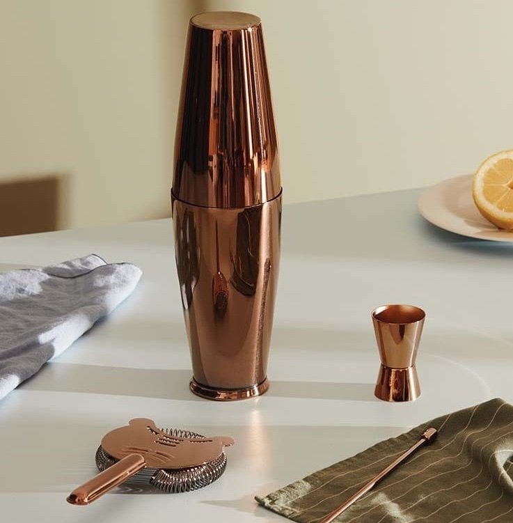 Alessi MIXOLOGY Stalowy Shaker - Barmański Bostoński  / Miedziany