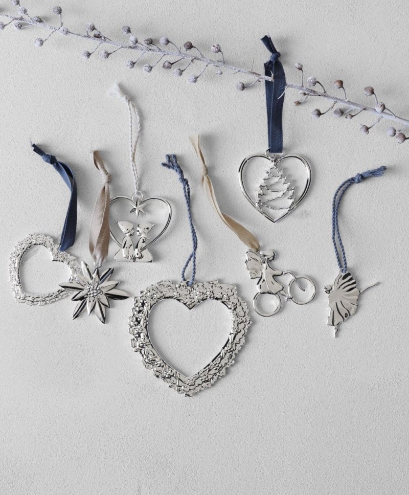 Rosendahl KAREN BLIXEN Christmas Zawieszka Świąteczna 11,5 cm Serce Srebrne