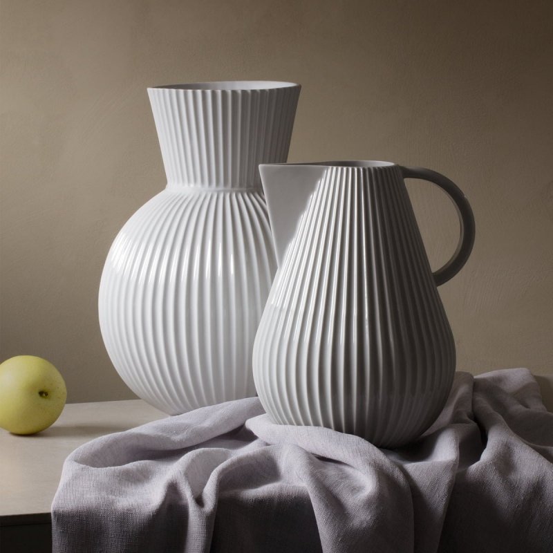 Lyngby Porcelain TURA Dzbanek - Wazon do Kwiatów 27,5 cm Biały