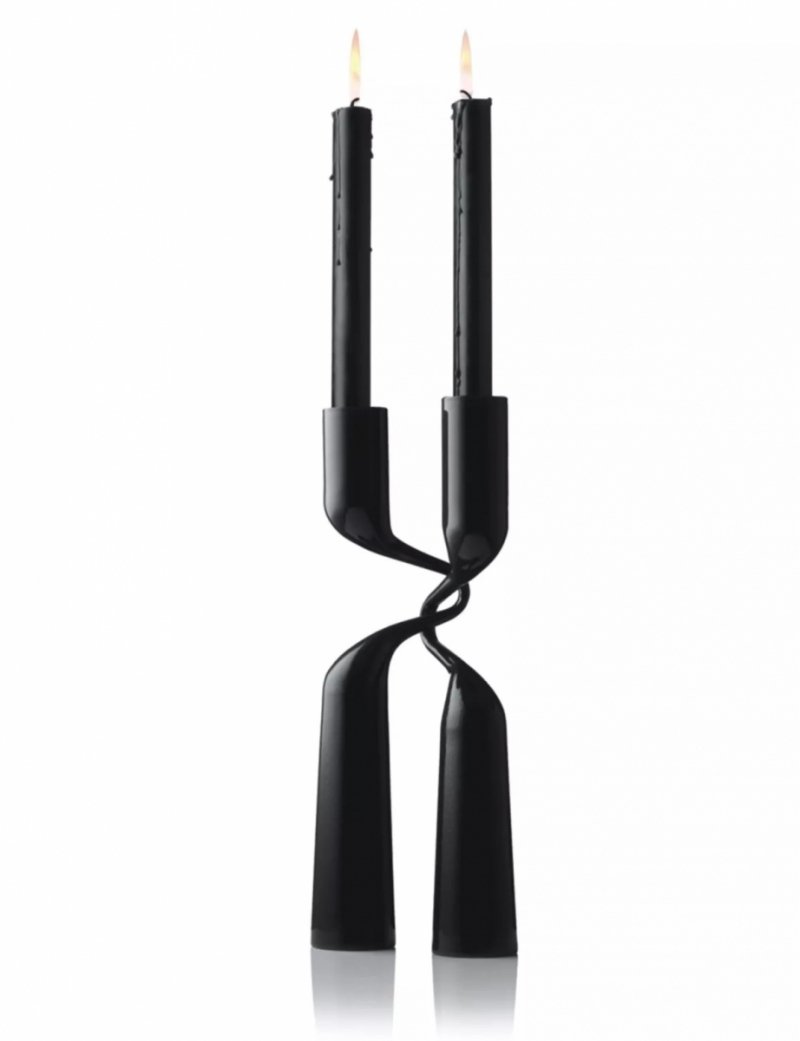 Menu DOUBLE Stalowy Świecznik Podwójny / Czarny