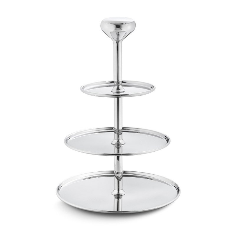 Georg Jensen ALFREDO Etażerka Stalowa 3-Piętrowa / Srebrna Polerowana