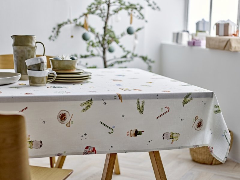 Sodahl CHRISTMAS Obrus Świąteczny 140x250 cm / Beżowy Zdobiony