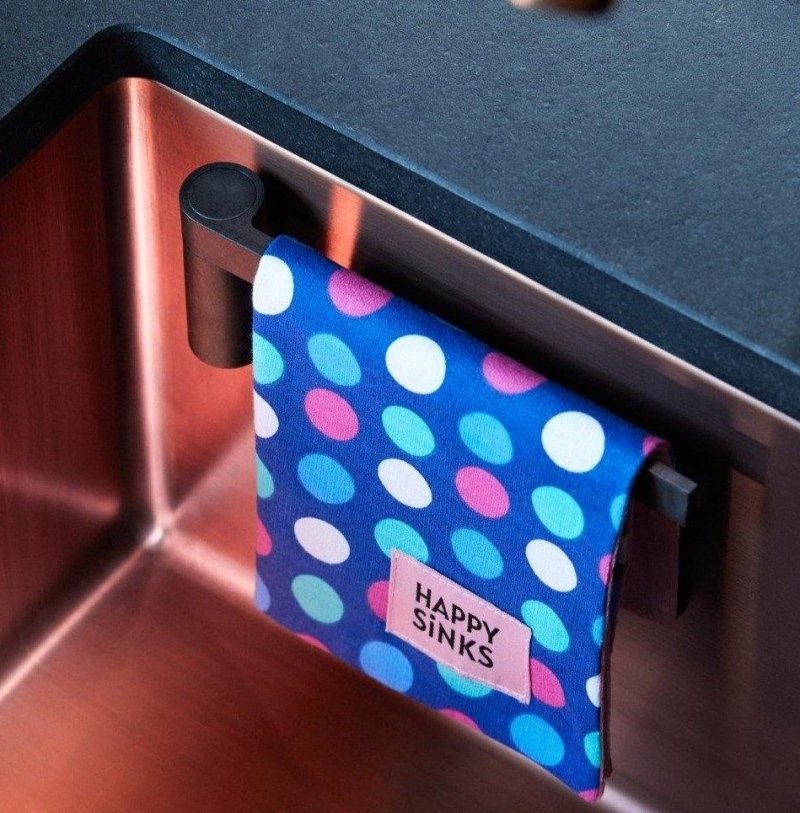Happy Sinks KITCHEN Magnetyczny Uchwyt na Ściereczkę Kuchenną do Zlewu / Czarny Biokompozyt