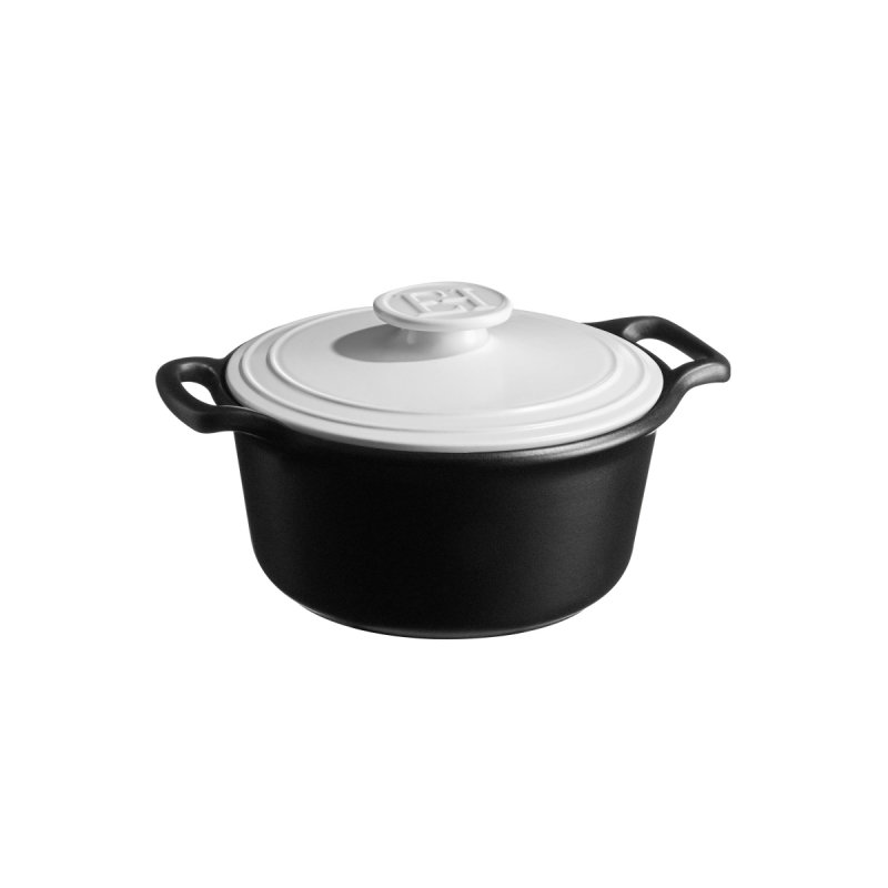 Emile Henry SUBLIME+ Garnek Ceramiczny 3 l / Czarny z Białą Pokrywką
