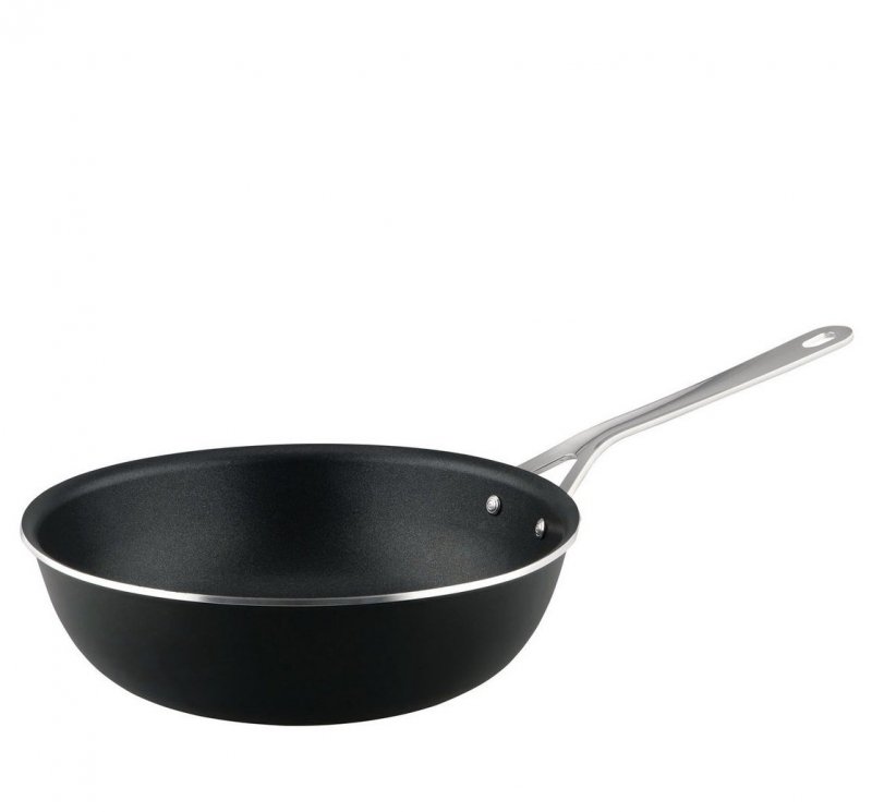 Alessi POTS &amp; PANS Patelnia Głęboka 28 cm z Powłoką Nieprzywierającą - Czarna