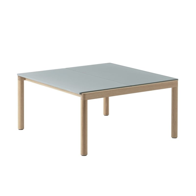 Muuto COUPLE Stolik Kawowy z Ceramicznym Blatem 84x80 cm / Jasny Dąb - Blat Gładki Niebieski Pale Blue