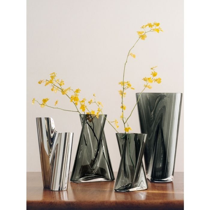 Georg Jensen LITUUS Szklany Wazon do Kwiatów 31,8 cm / Szary