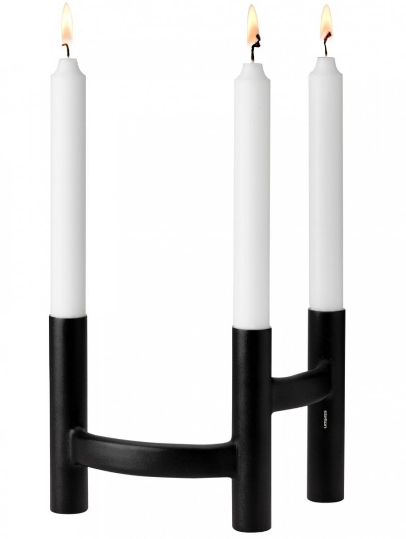 Stelton ORA Stalowy Świecznik Trójramienny / Czarny
