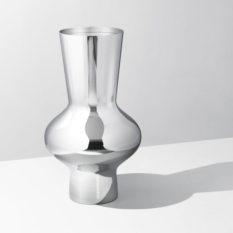Georg Jensen ALFREDO Stalowy Wazon do Kwiatów 47 cm / Srebrny Połysk
