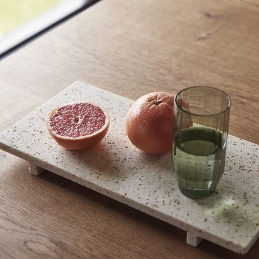 Hübsch STONE Podstawka Kamienna - Taca z Lastryko 40 cm / Beżowa