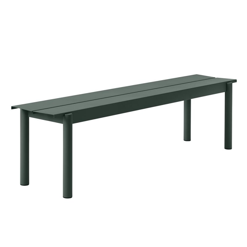 Muuto LINEAR Ławka Ogrodowa / Stalowa 170 cm Ciemnozielona
