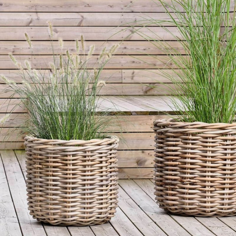 Villa Collection SCANDI Donica do Kwiatów - Zestaw 2 Donic Rattanowych - Odcień Naturalny