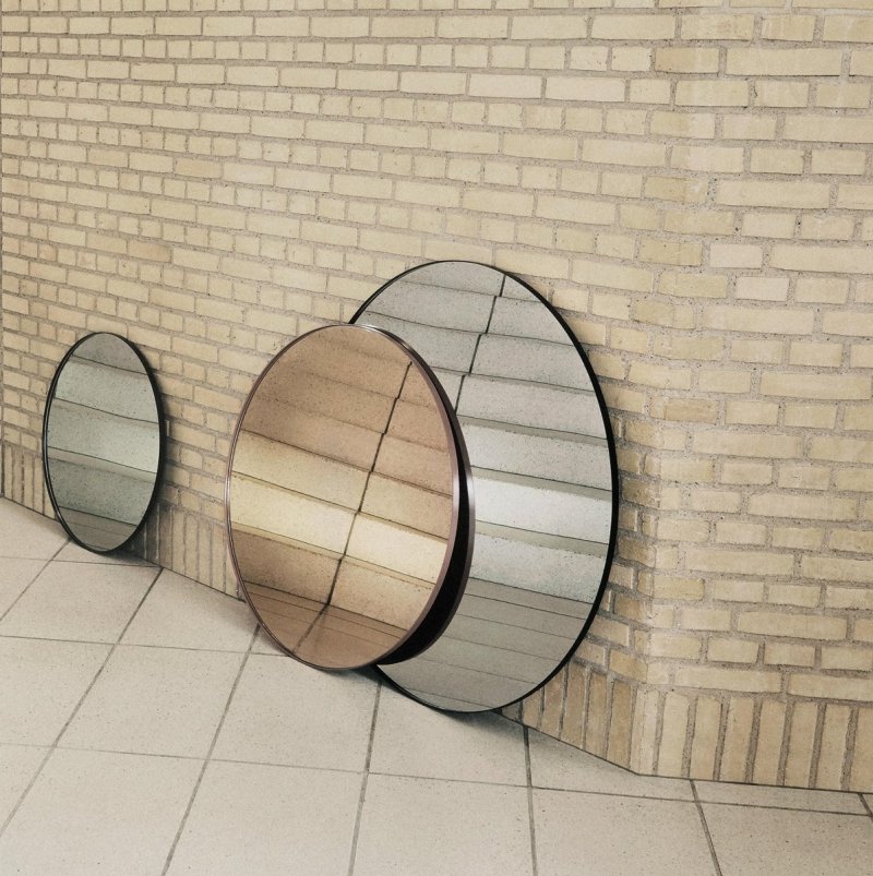 AYTM - CIRCUM Lustro Ścienne Okrągłe 90 cm Taupe - Tafla Klasyczna