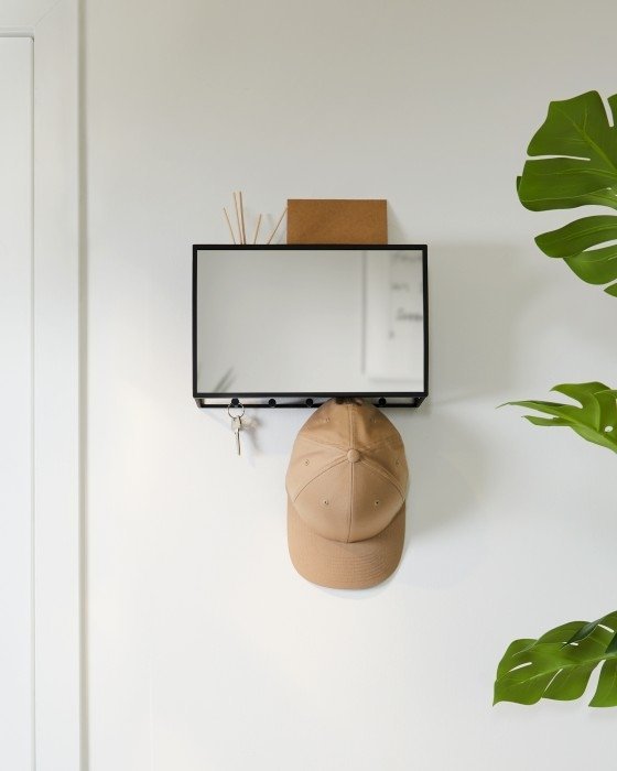 Umbra CUBICO Wieszak - Organizer Ścienny z Lusterkiem / Czarny