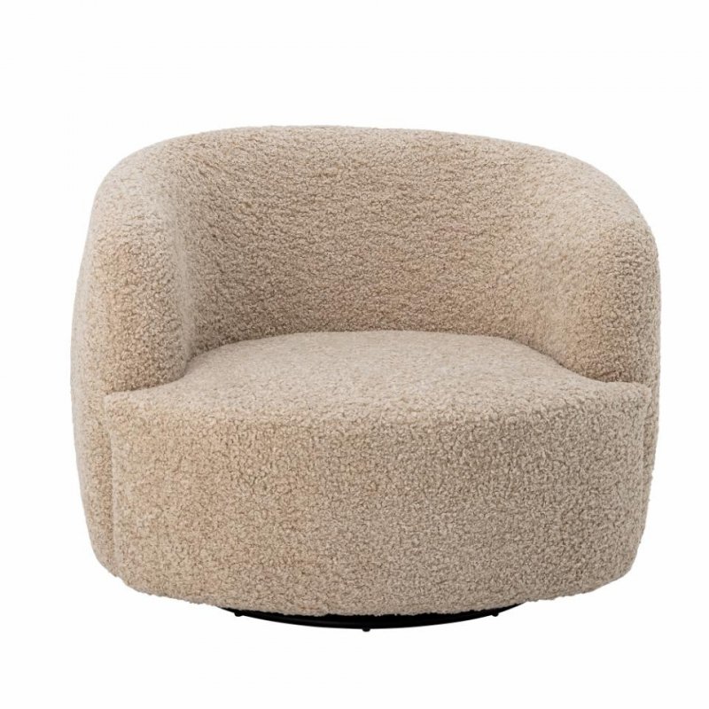 Bloomingville BOCCA Fotel Tapicerowany - Obrotowy / Beżowy Boucle