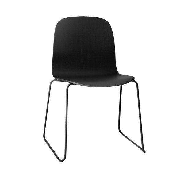 Muuto VISU SLED BASE Krzesło Drewniane na Stalowej Ramie - Czarne 2 Szt.