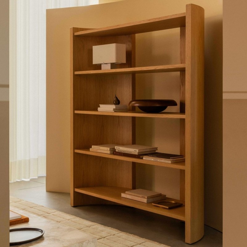 regał dębowy nowoczesny minimalistyczny do salonu