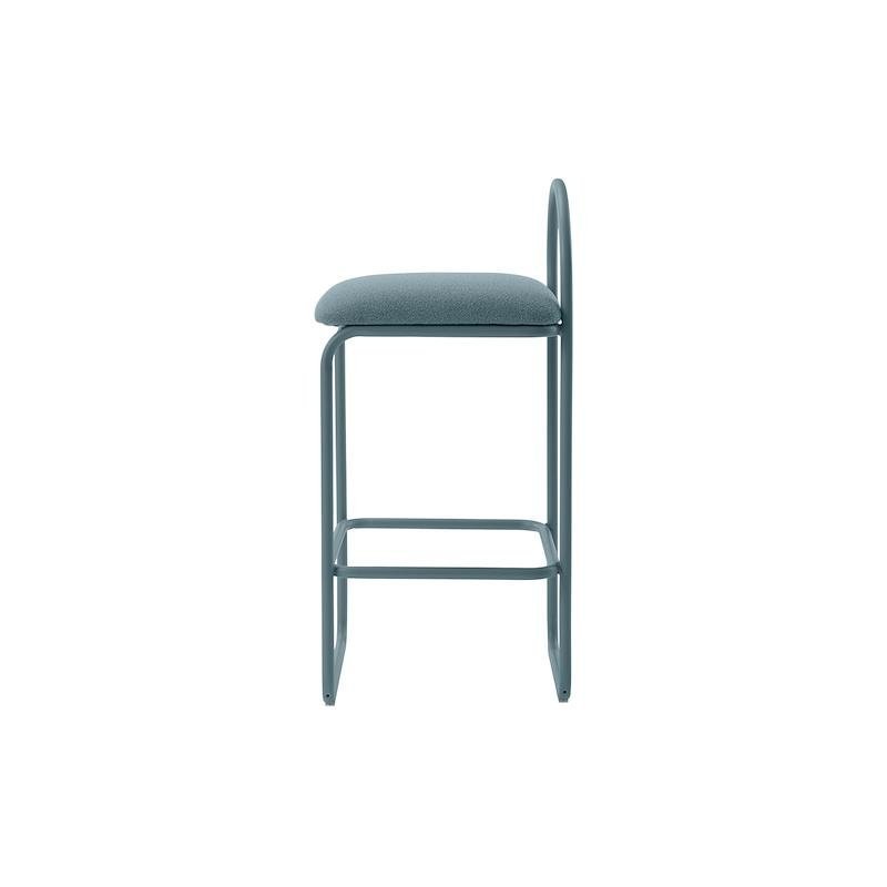 Aytm ANGUI Krzesło Barowe 82,5 cm - Hoker / Niebieski DUSTY BLUE BOUCLÉ
