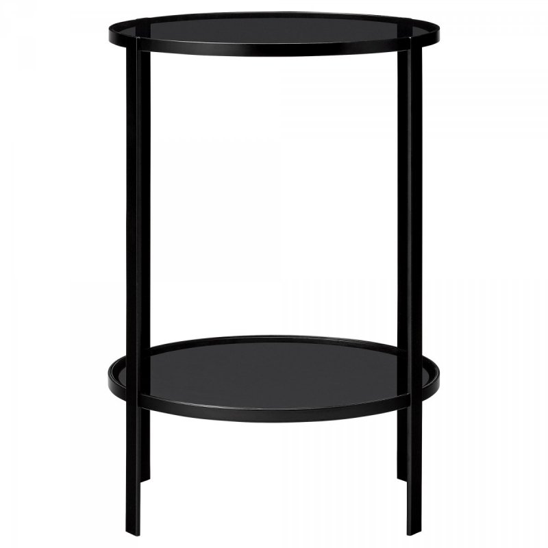 AYTM - FUMI Okrągły Stolik ze Szklanym Blatem 40 cm - Czarny