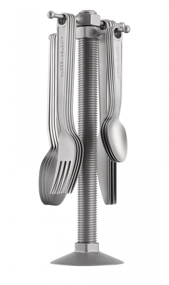 Alessi OBJECTS Zestaw Sztućców w Formie Narzędzi + Stojak / 16 EL. 