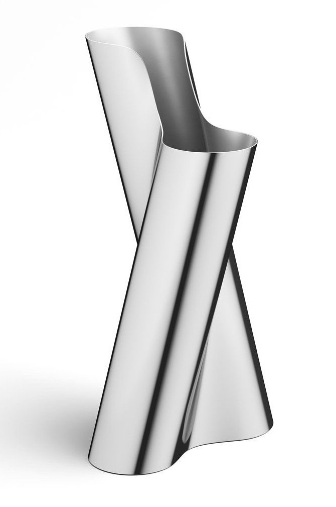 Georg Jensen LITUUS Stalowy Wazon Podłogowy 49 cm / Srebrny Połysk