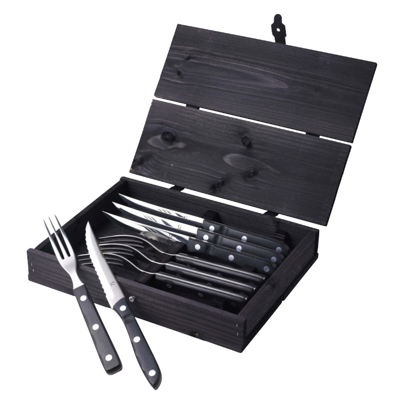 Gense OLD FARMER Sztućce do Steków 8 El. Czarne