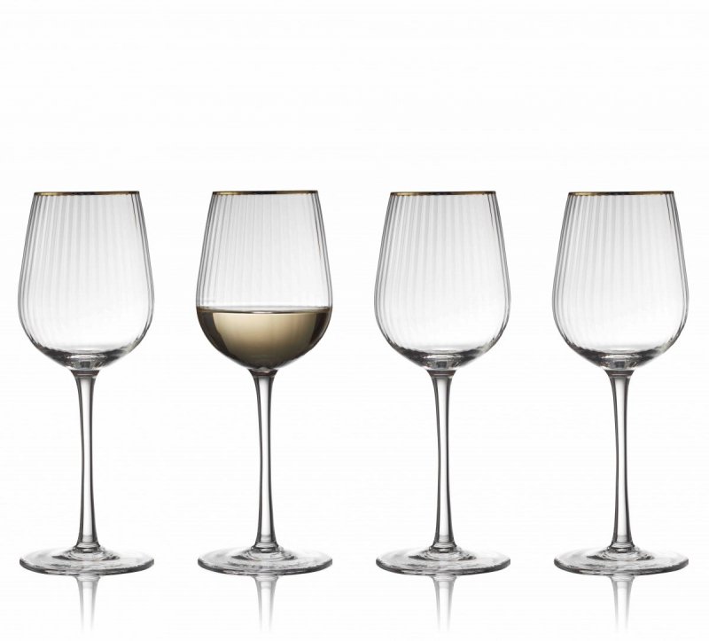 Lyngby Glass PALERMO Kieliszki do Białego Wina 300 ml 4 Szt. / Złote
