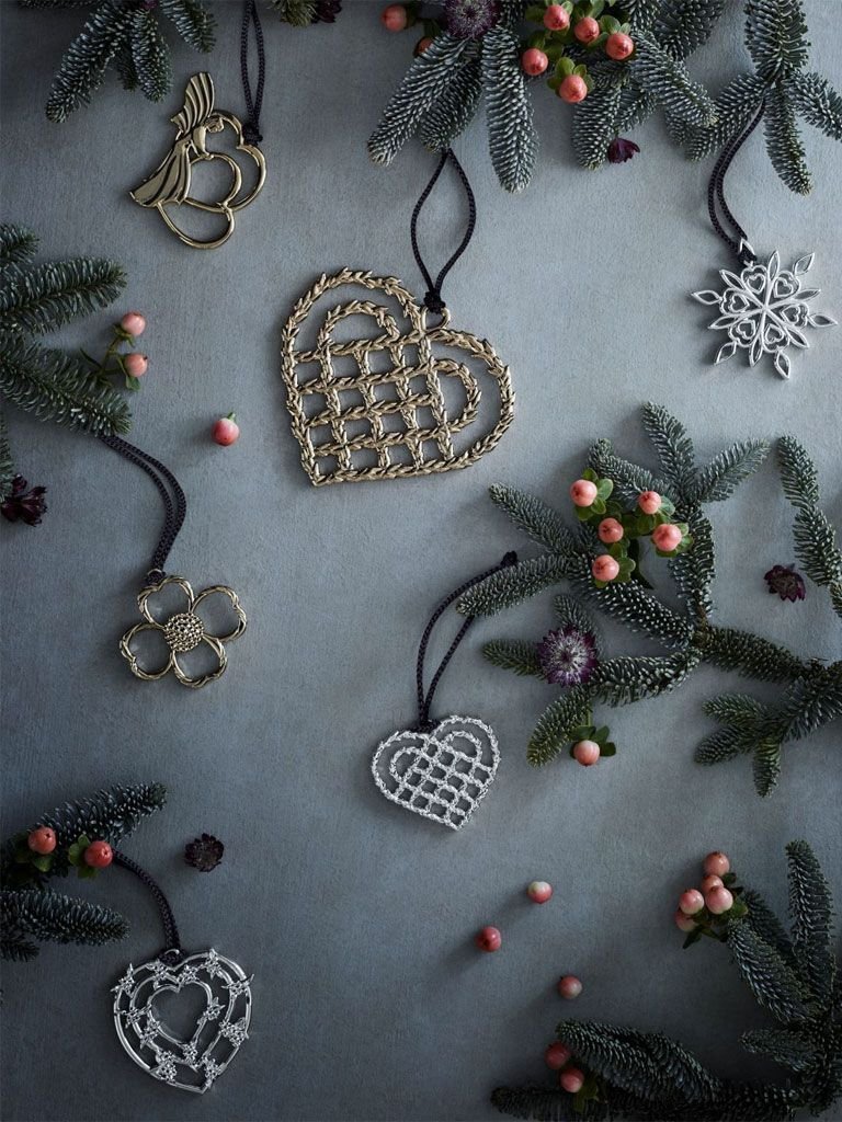 Rosendahl KAREN BLIXEN Christmas Zawieszka Świąteczna - Kwiatek 7 cm Srebrna