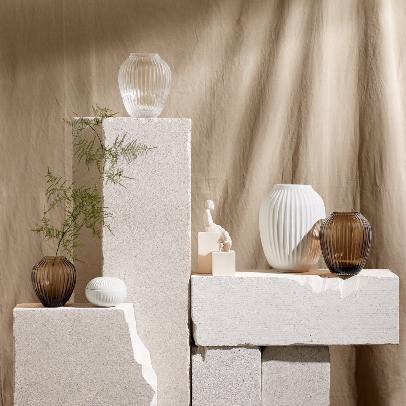 Kähler HAMMERSHØJ Szklany Wazon do Kwiatów 15 cm Brązowy Walnut