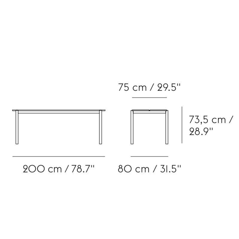 Muuto LINEAR Zestaw Mebli Ogrodowych - Stół 200 cm + 2 Ławki - Pomarańczowy