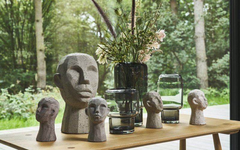 Villa Collection HOEJ Szklany Wazon do Kwiatów 17 cm Szary