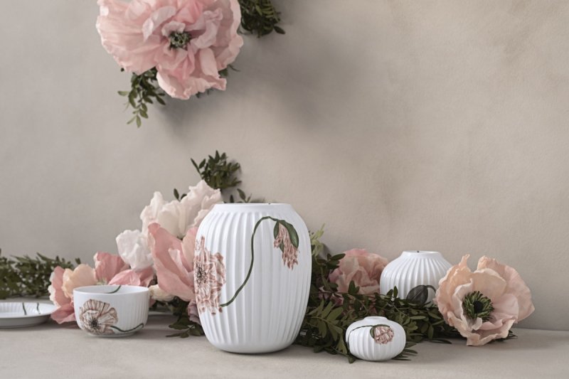 Kähler HAMMERSHØI POPPY Wazon do Kwiatów 20 cm / Biały Zdobiony