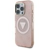 Guess IML Metal Glitter 4G Circle Triangle MagSafe - Etui do iPhone 16 Pro Max (różowy)